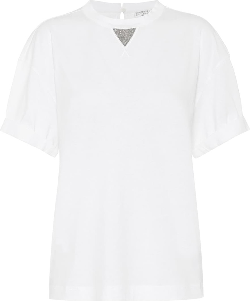 Brunello Cucinelli Embellished cotton T-shirt