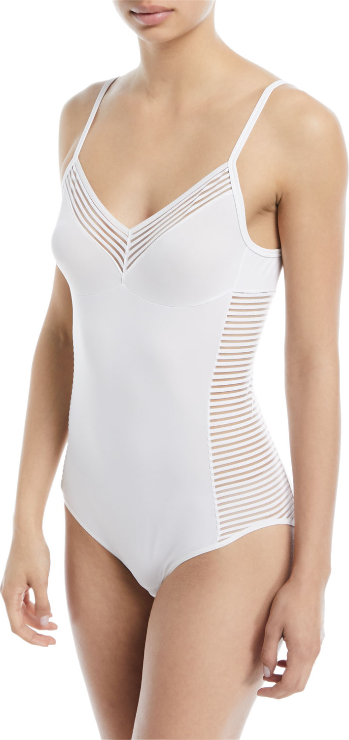 Hanro Cara Striped-Panel Bodysuit