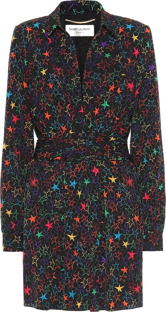 Saint Laurent Star-print jacquard minidress