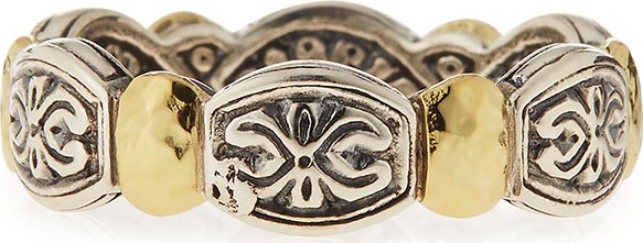 Konstantino Aspasia Silver & 18k Gold Band Ring, Size 7