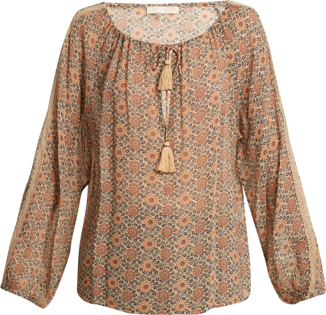 VANESSA BRUNO Floral-print tassel tie-front blouse