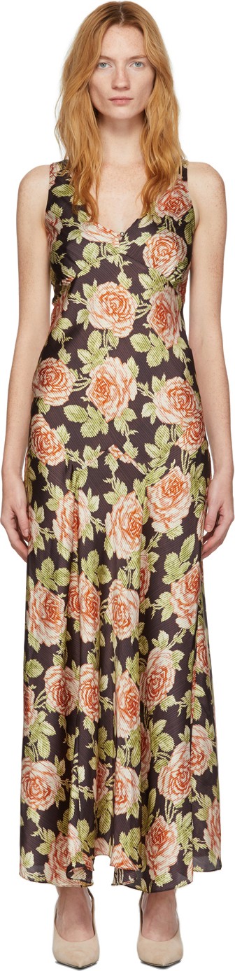 Paco Rabanne Multicolor Satin Rose Dress