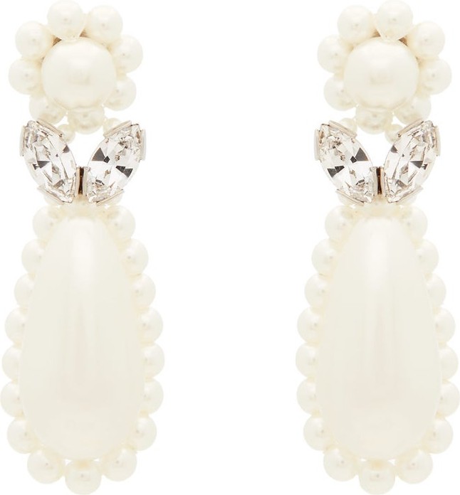 Simone Rocha Flower faux-pearl and crystal drop earrings