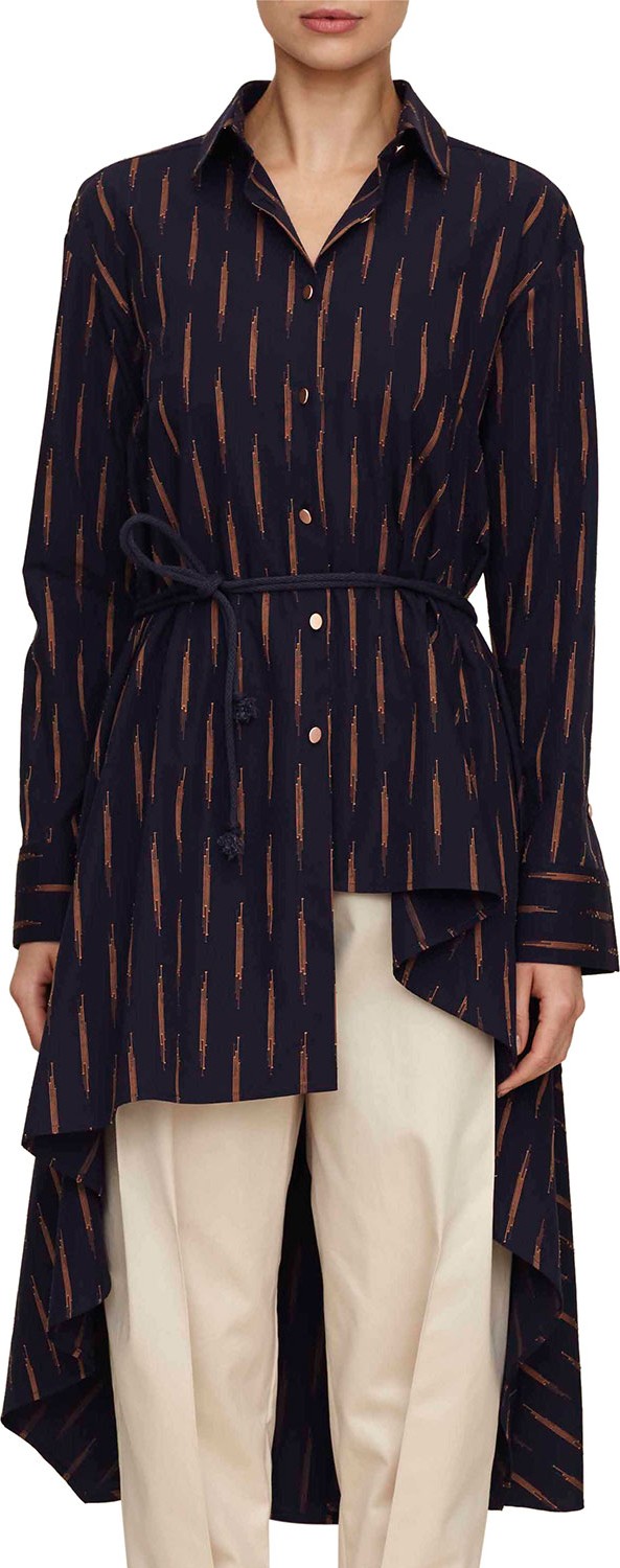 palmer//harding sequel button-down asymmetric high-low cotton shirt