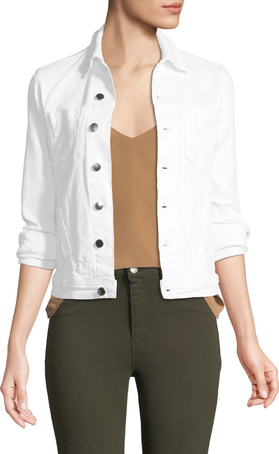 L'AGENCE Celine Button-Front Denim Jacket