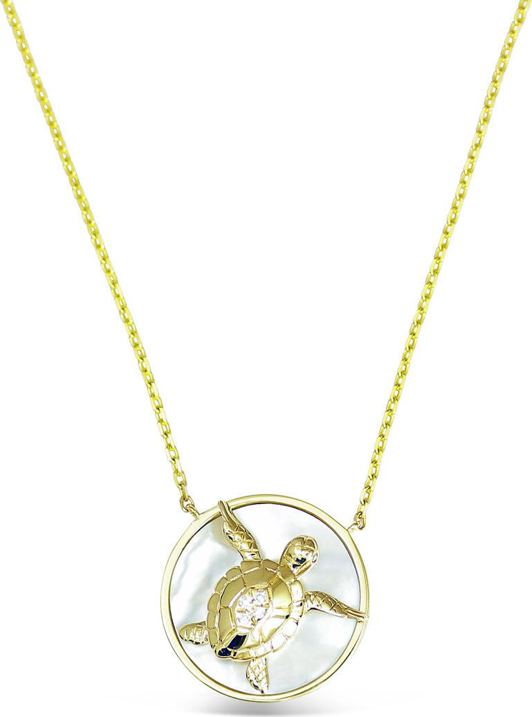 Frederic Sage 18k Gold Happy Turtle & Mother-of-Pearl Pendant Necklace