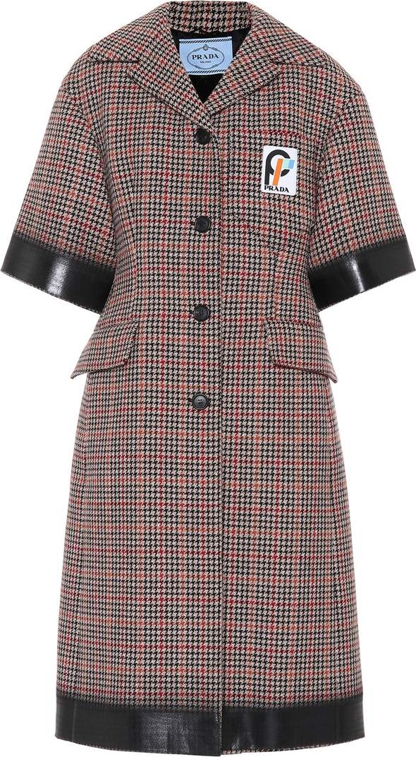 Prada Houndstooth wool-blend coat