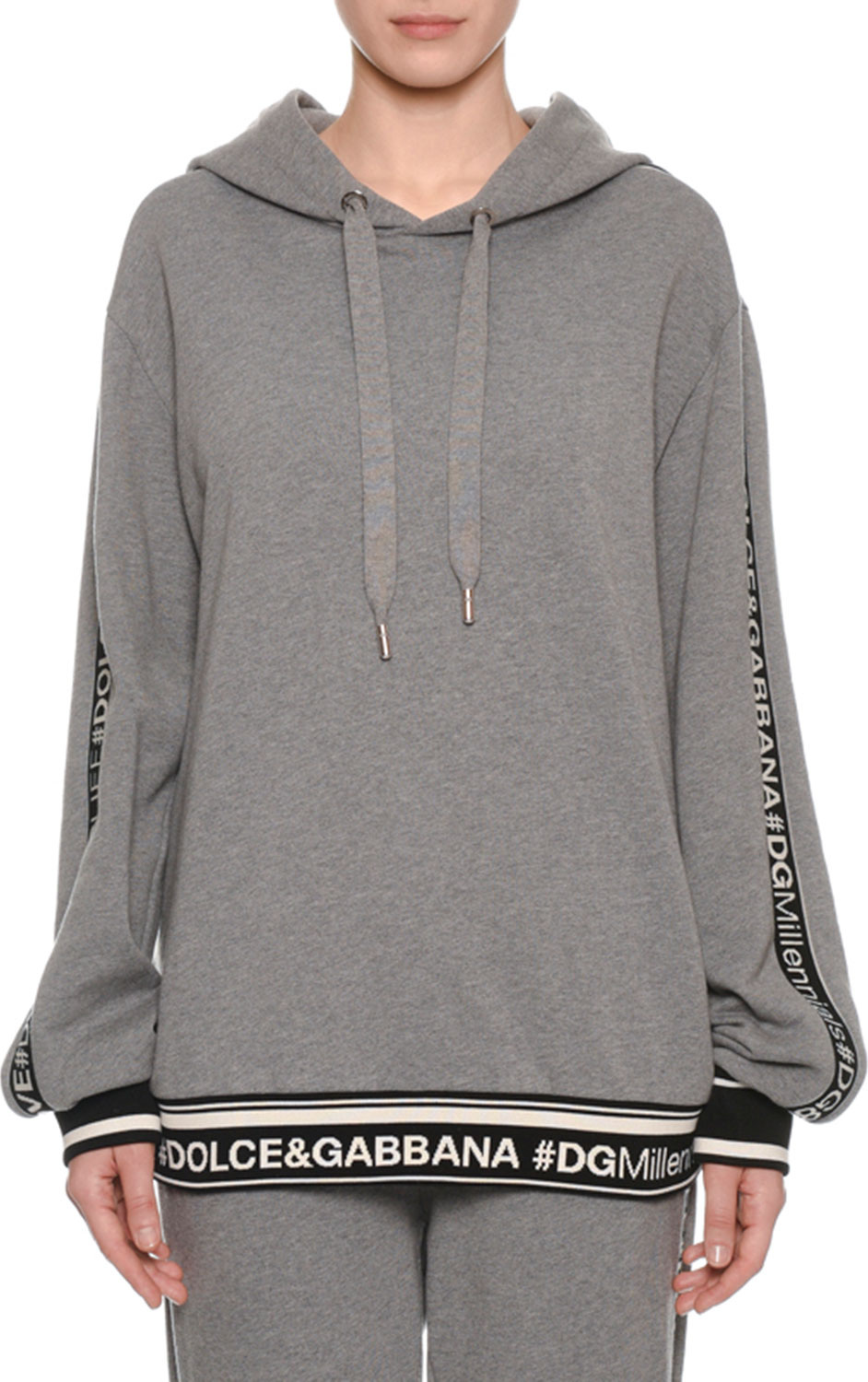 Dolce & Gabbana DG Millennial Logo Long-Sleeve Hooded Oversized Sweatshirt