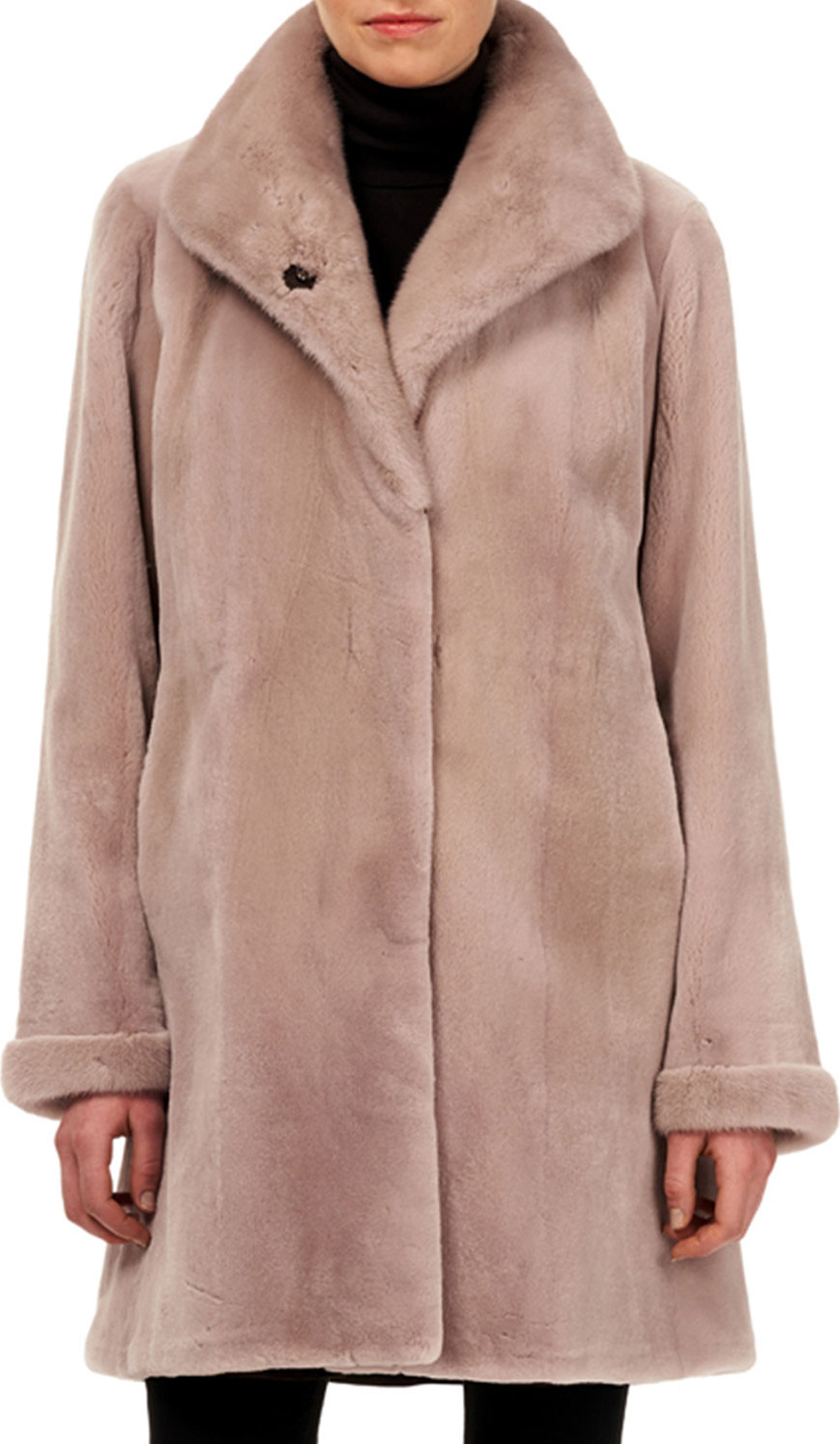 Gorski Reversible Sheared Mink & Silk Taffeta Stroller Coat Gorski Reversible Sheared Mink & Silk Taffeta Stroller Coat