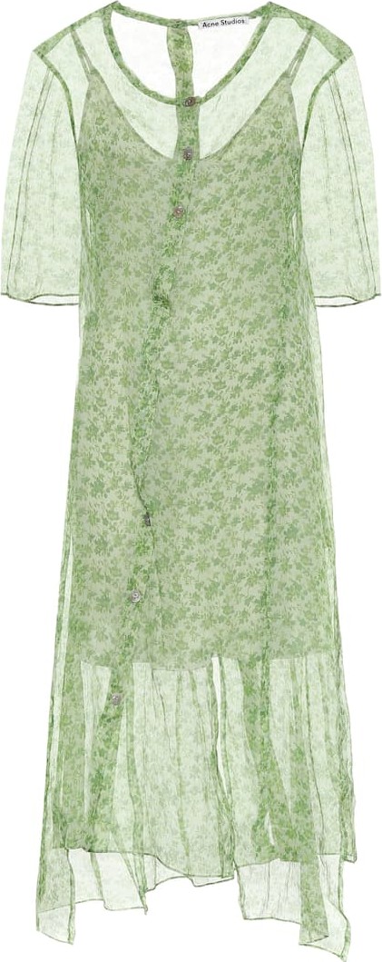 Acne Studios Floral silk chiffon midi dress