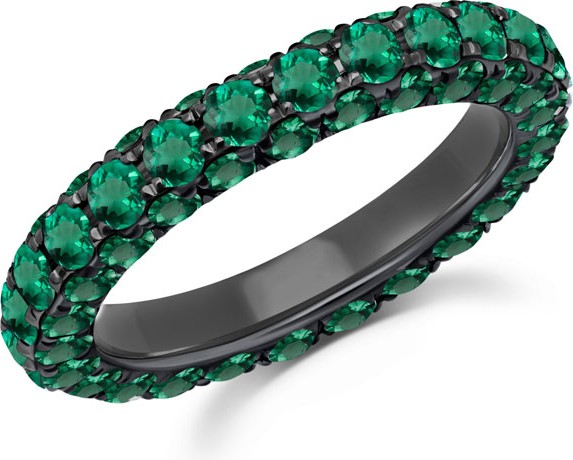 Graziela Gems 18k White Gold Emerald 3-Sided Ring, Size 7