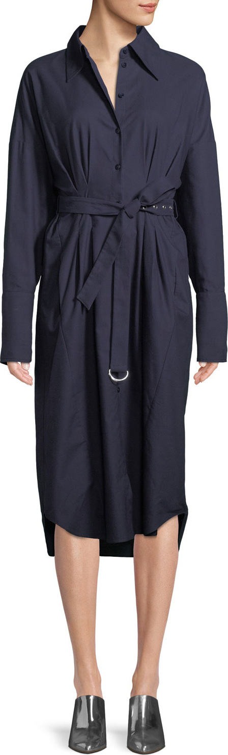 Tibi Watts Long-Sleeve Belted Oxford Shirtdress