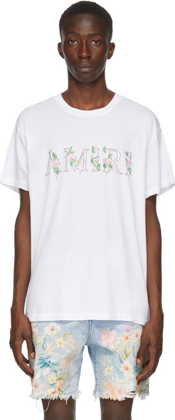 Amiri White Floral Logo T-Shirt