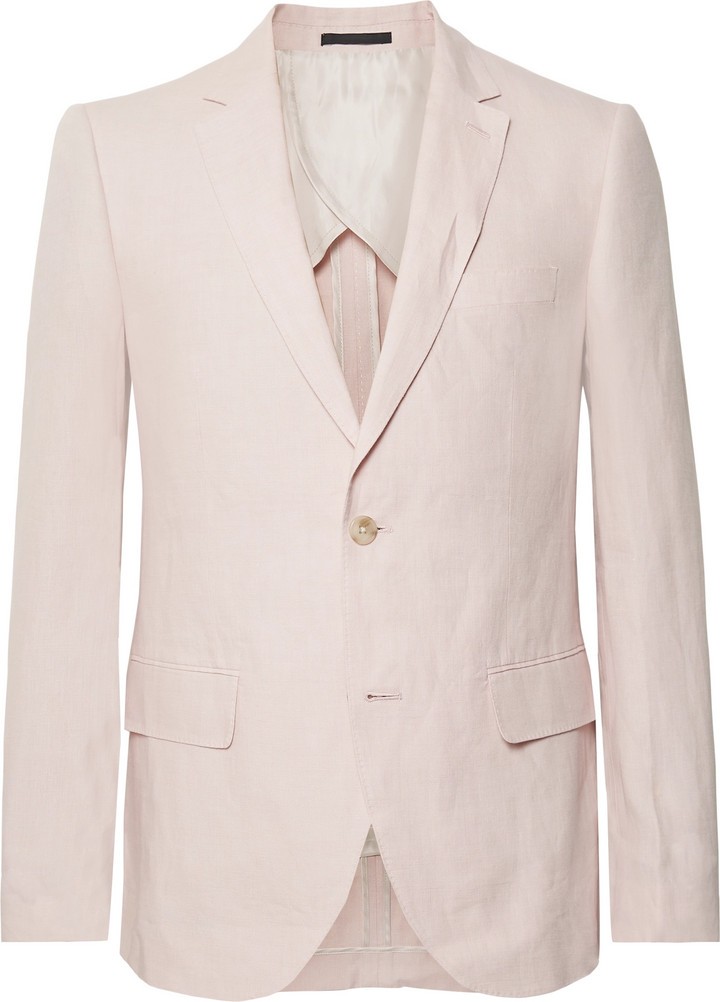 Club Monaco Grant Light-Pink Slim-Fit Linen Blazer