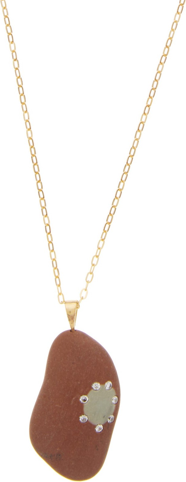 Cvc Stones Feel diamond & 18kt gold pebble-charm necklace