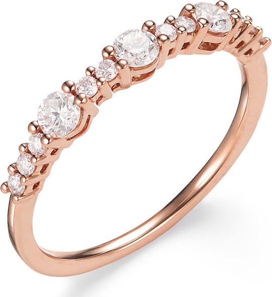 Lana 14k Rose Gold Three Large Diamond Stack Ring, Size 7