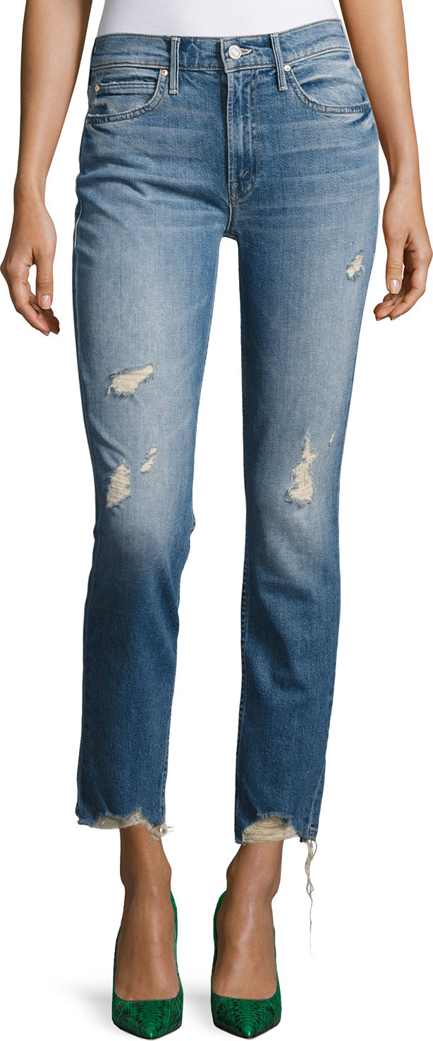 MOTHER Flirt Fray Slim Jeans, Cold Feet
