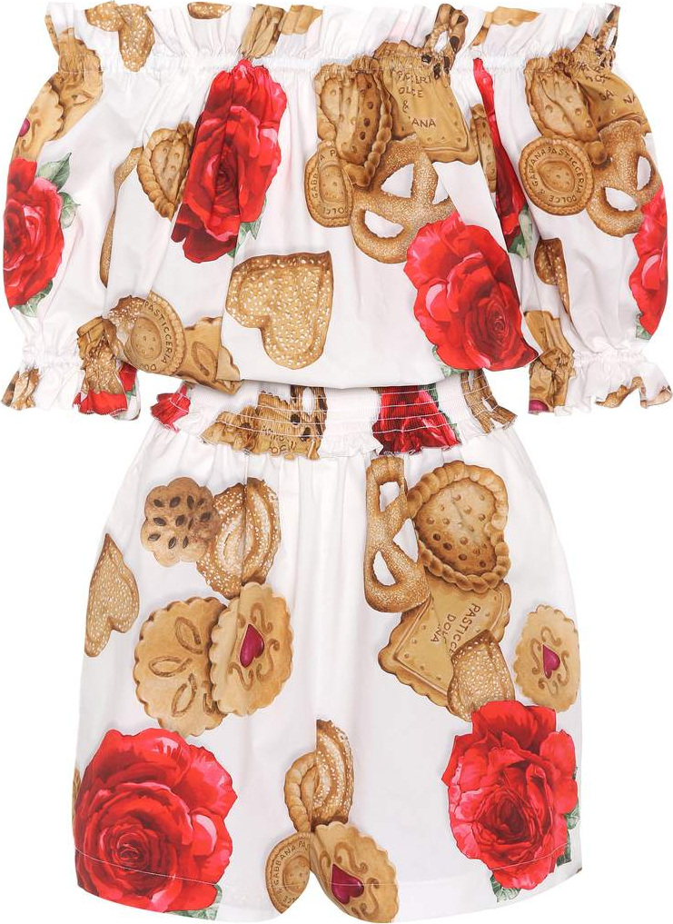 Dolce & Gabbana Printed cotton poplin playsuit