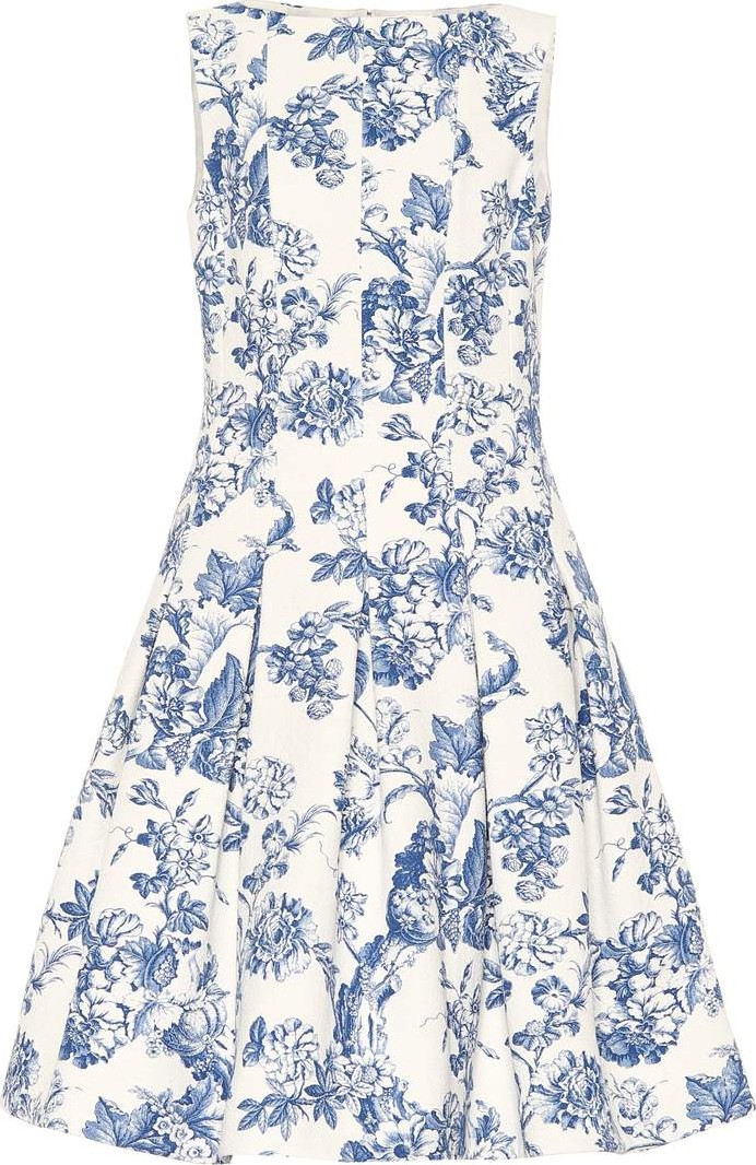 Oscar De La Renta Floral stretch cotton toile dress