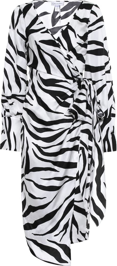 Oscar De La Renta Zebra-print silk twill wrap dress