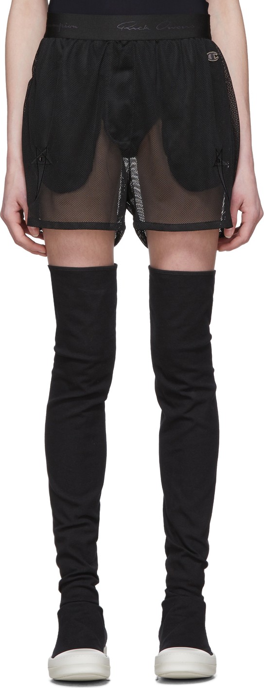 Rick Owens Black Champion Edition Mesh Basketball Shorts Rick Owens Black Champion Edition Mesh Basketball Shorts