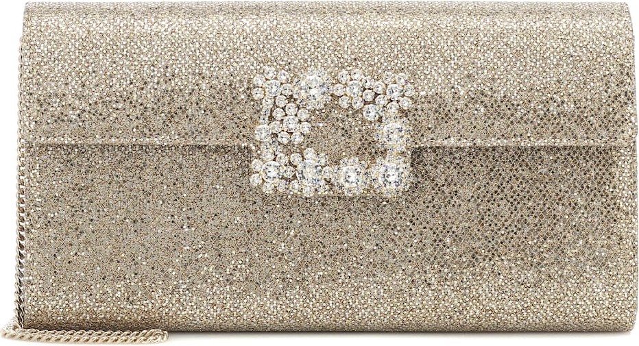 Roger Vivier Flower Strass Envelope glitter clutch