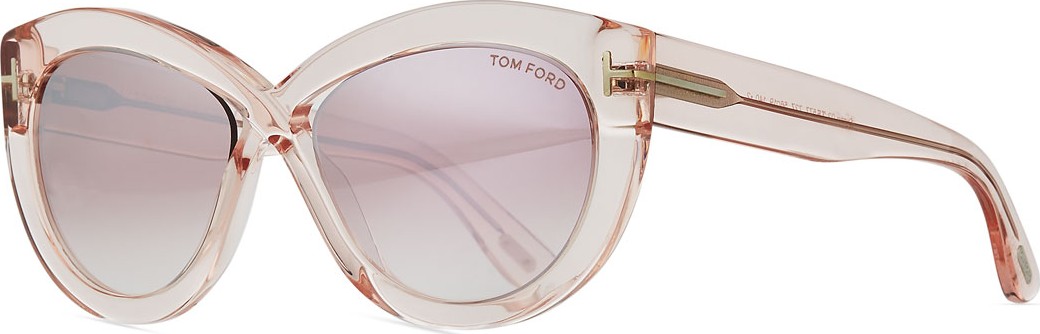 TOM FORD Diane Transparent Acetate Butterfly Sunglasses