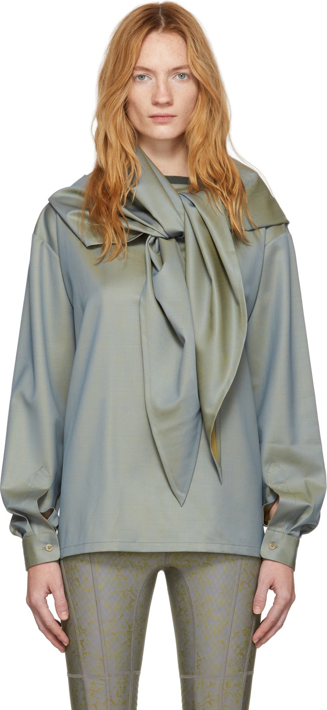 Bless Blue & Yellow Scarfershirt Blouse