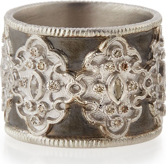 Armenta New World Midnight Wide Scroll Band with Diamonds Armenta New World Midnight Wide Scroll Band with Diamonds