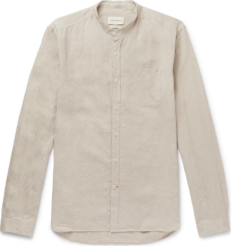 Oliver Spencer Grandad-Collar Linen Shirt