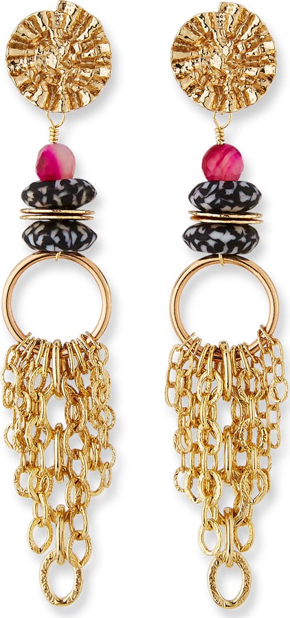 Akola Glass & Chain Dangle Earrings, Black