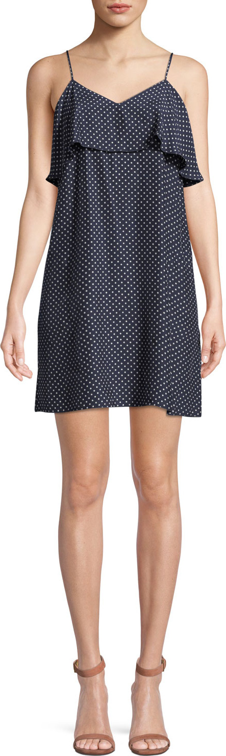 ATM Anthony Thomas Melillo Strappy Polka-Dot Silk Flounce Mini Dress