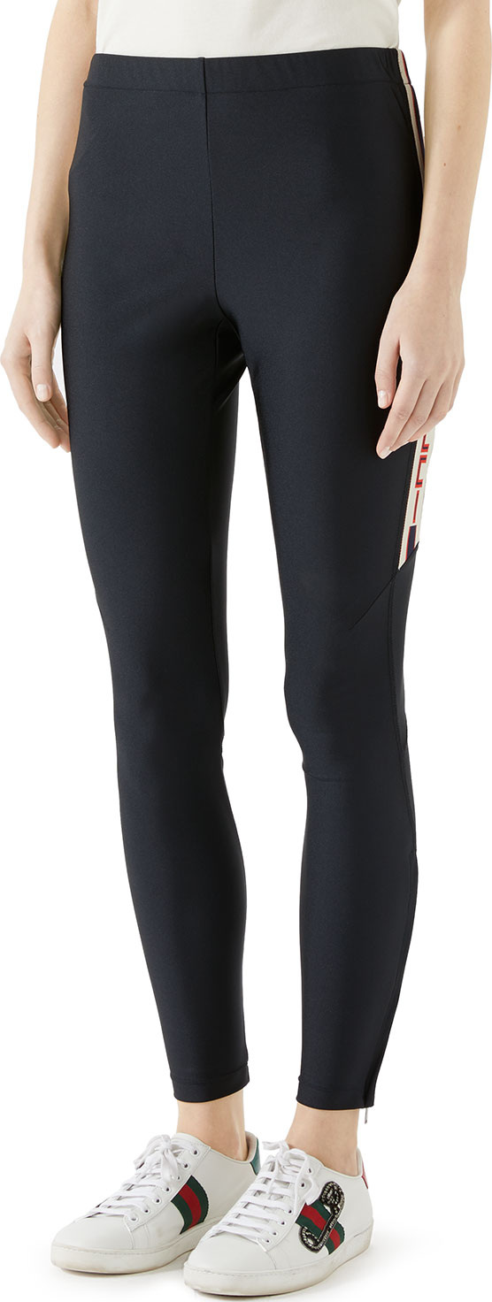 Gucci Shiny Jersey Leggings w/ Gucci Sport Trim
