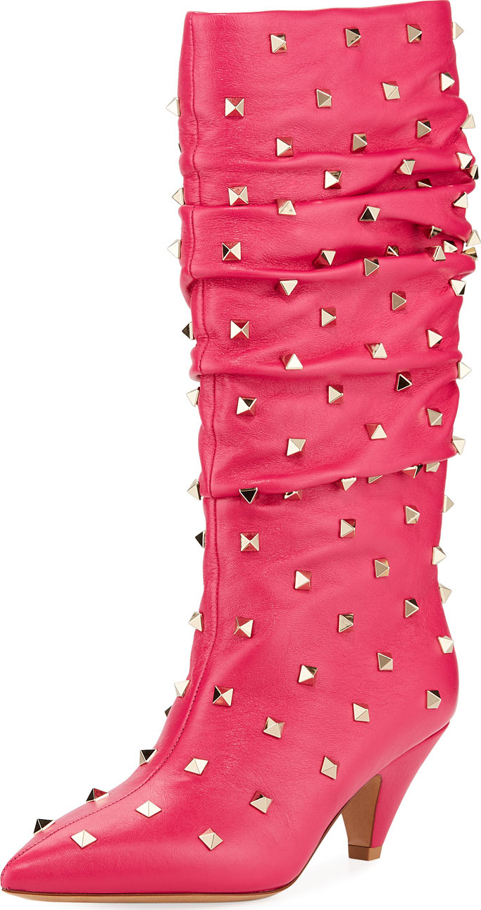 Valentino Rockstud Slouchy Tall Boots