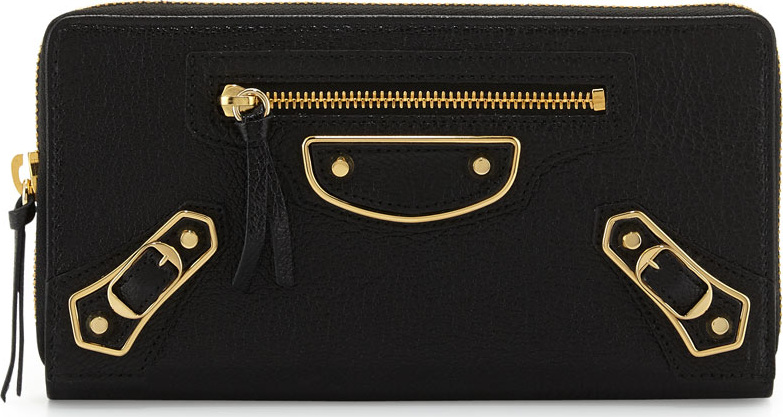 Balenciaga Metallic Edge Zip-Around Wallet