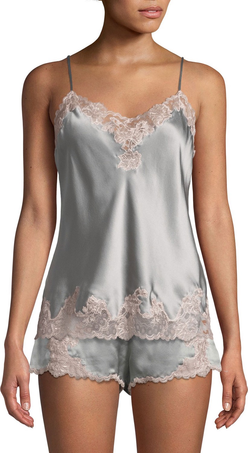 Josie by Natori Lolita Lace-Trim Silk Camisole