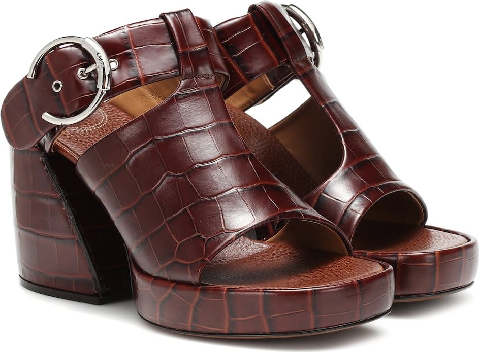 Chloe Wave embossed leather sandals