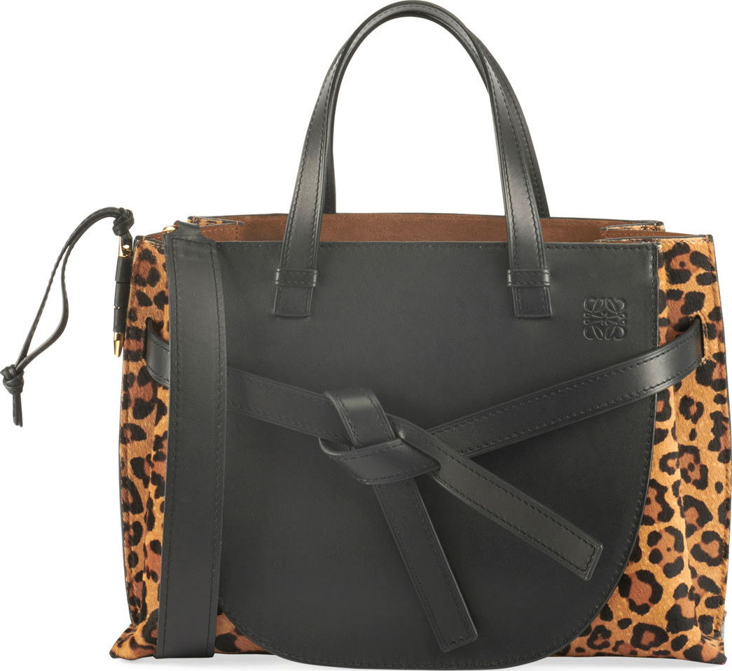 LOEWE Leopard-Print Calf Hair Leather Tote Bag