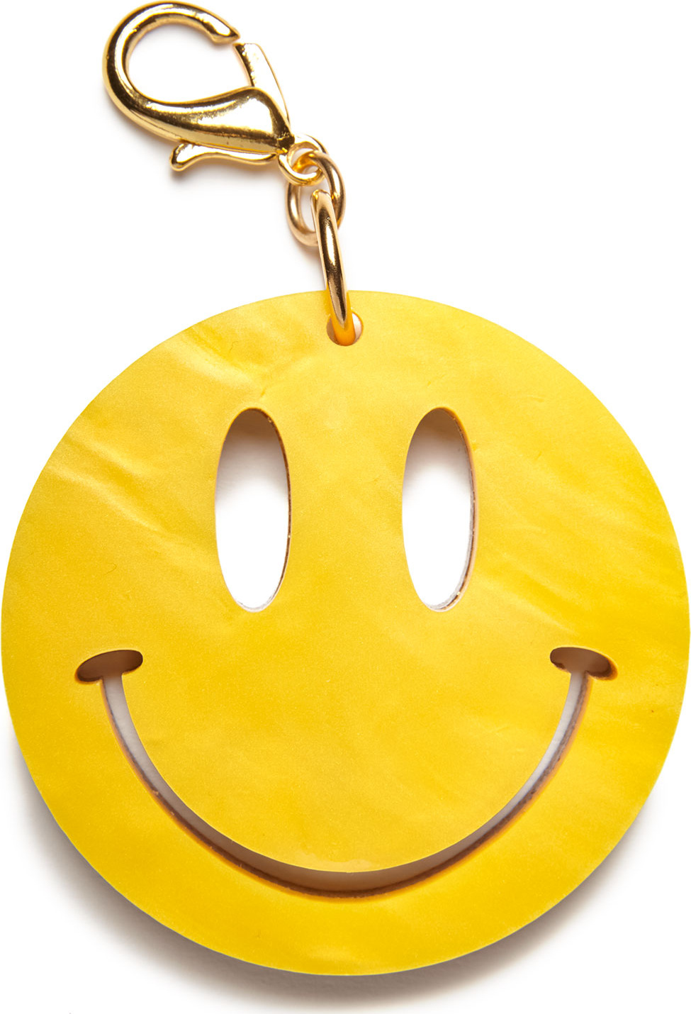 Edie Parker Happy Face Bag Charm, Yellow/Gold