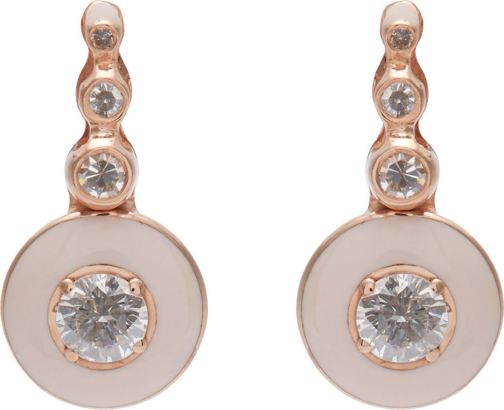 Selim Mouzannar Mina 18kt rose-gold, diamond & enamel earrings