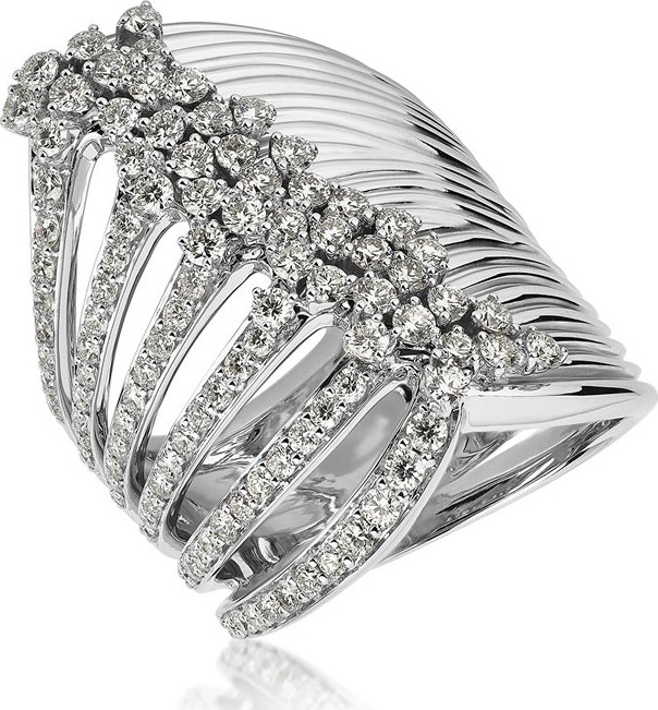 Hueb Plisse 18k White Gold Split Diamond Ring