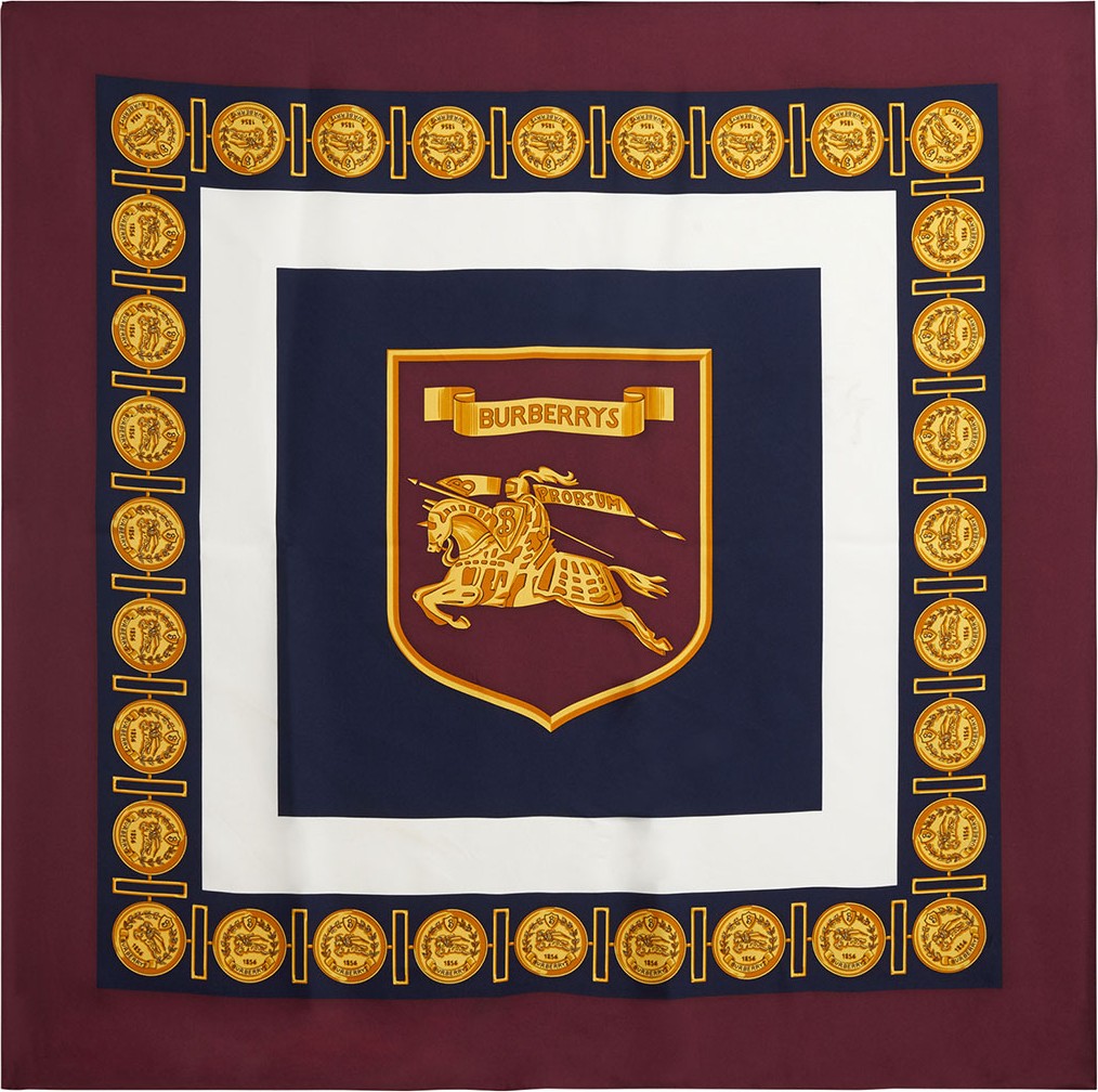 Burberry London England Medallion Border Boxed Silk Scarf