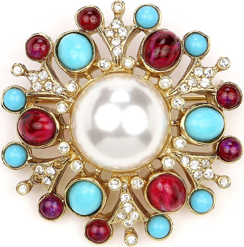 Ben-Amun Cluster Brooch w/ Pearly Center