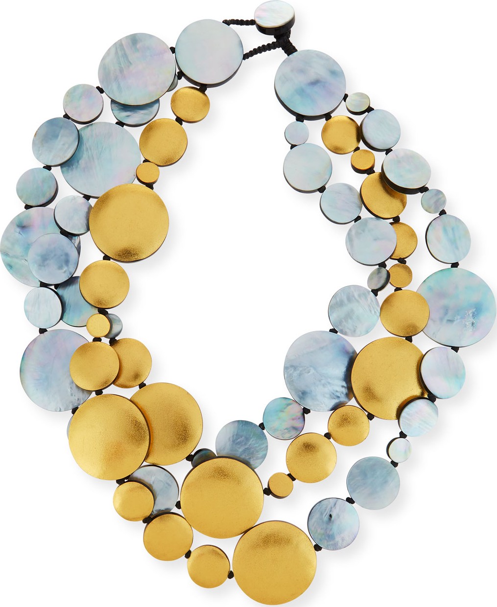 Viktoria Hayman Triple-Strand Two-Tone Disc Necklace