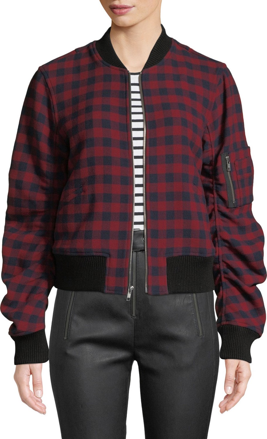 A.L.C. Andrew Plaid Wool Bomber Jacket