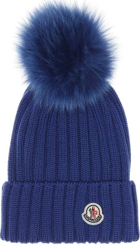 Moncler Fur-trimmed wool beanie