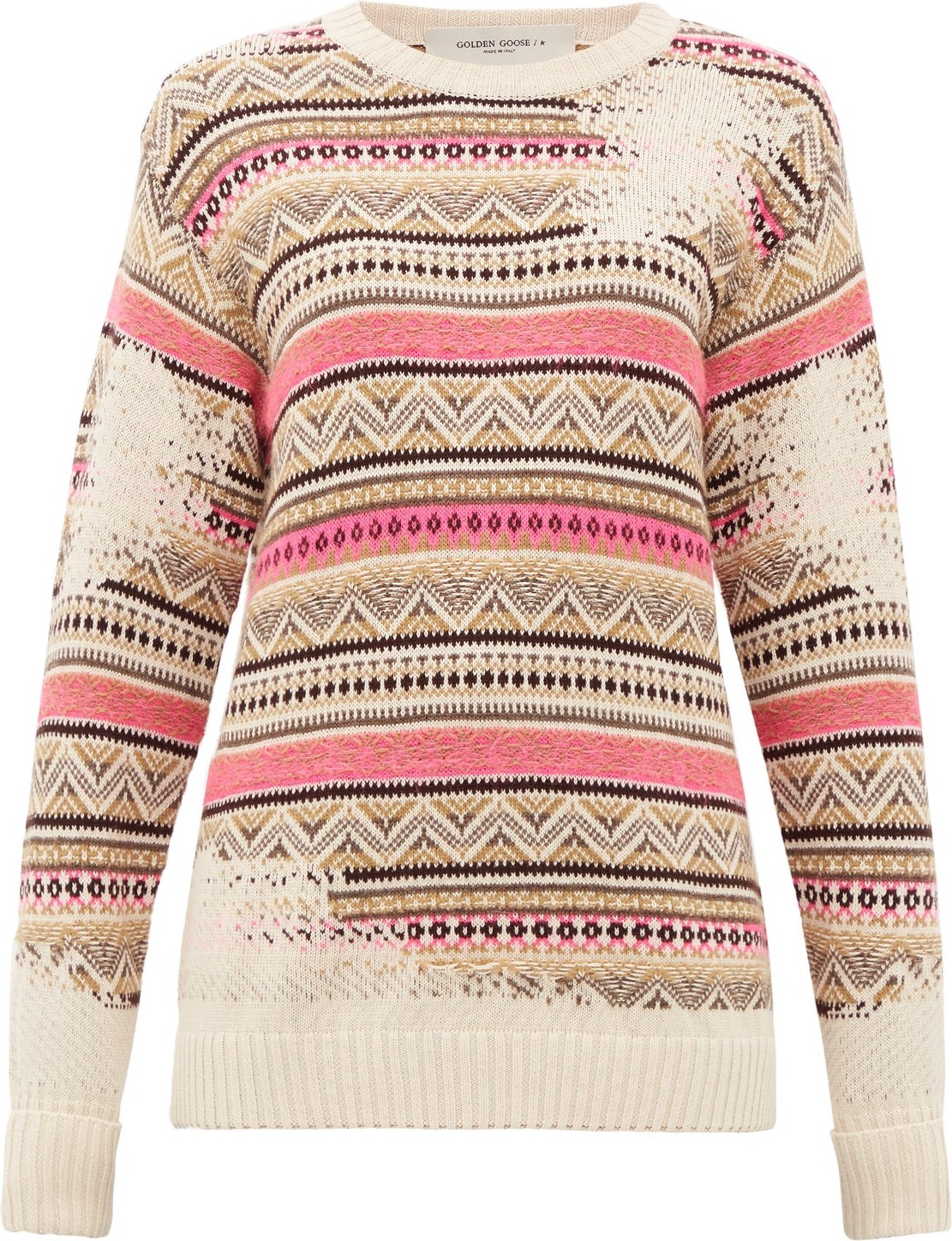 Golden Goose Deluxe Brand Charlotte distressed-Fair Isle sweater