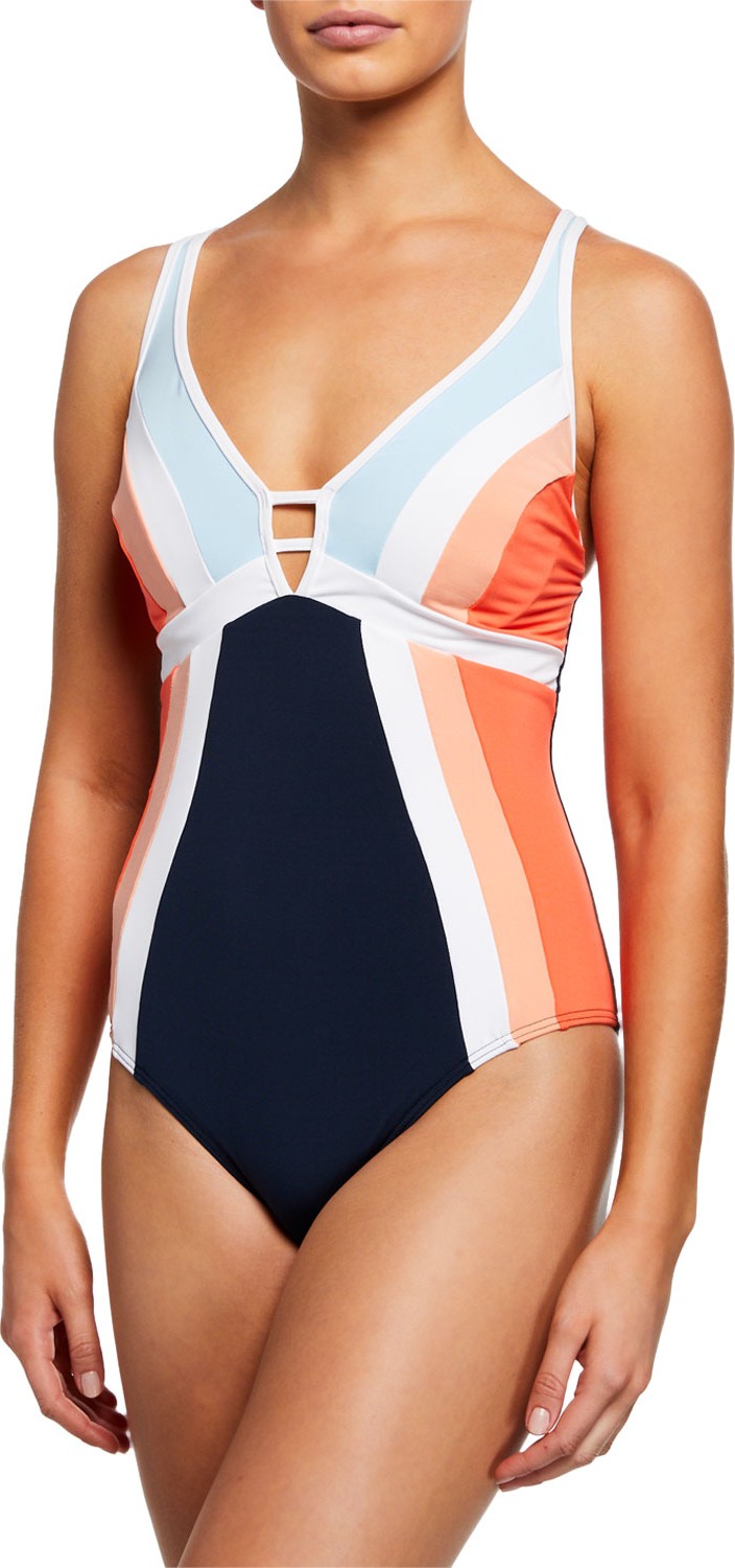 JETS by Jessika Allen Revolve Plunging Colorblock One-Piece Swimsuit