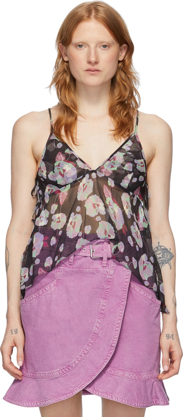Isabel Marant Black Silk Orka Tank Top