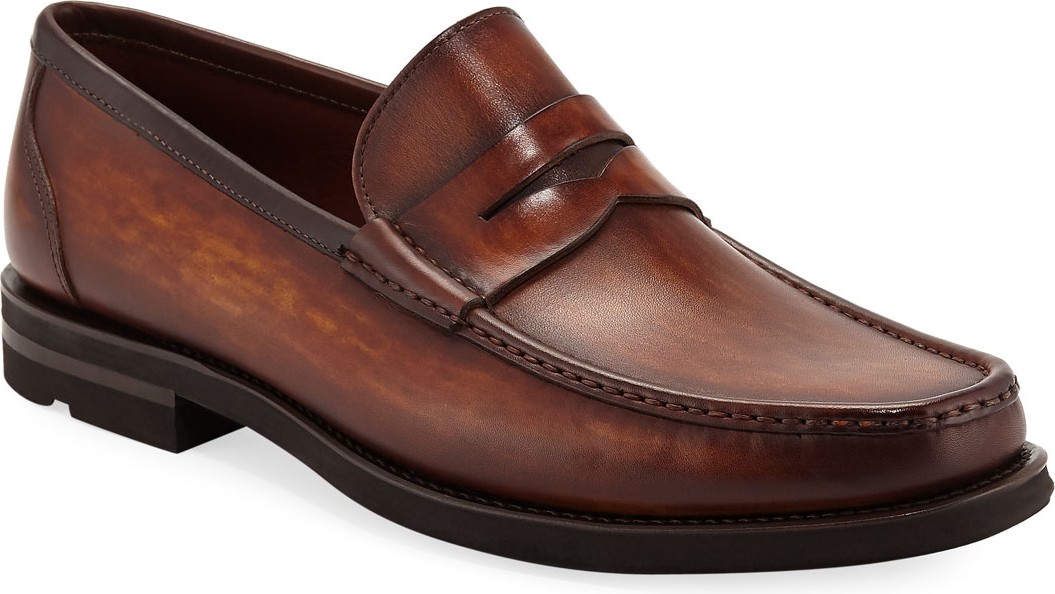 MAGNANNI Men's Traditional Leather Penny Loafers